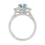 14K WHITE GOLD 3.00CT ROUND/OVAL/HALF MOON DIAMOND LADIES RING (CENTER STONE BLUE OVAL DIAMOND 2CT) - Image 2