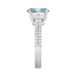 14K WHITE GOLD 3.00CT ROUND/OVAL/HALF MOON DIAMOND LADIES RING (CENTER STONE BLUE OVAL DIAMOND 2CT) - Image 3