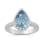 14K WHITE GOLD 3.00CT ROUND/PEAR DIAMOND LADIES RING (CENTER STONE BLUE PEAR DIAMOND 2CT)