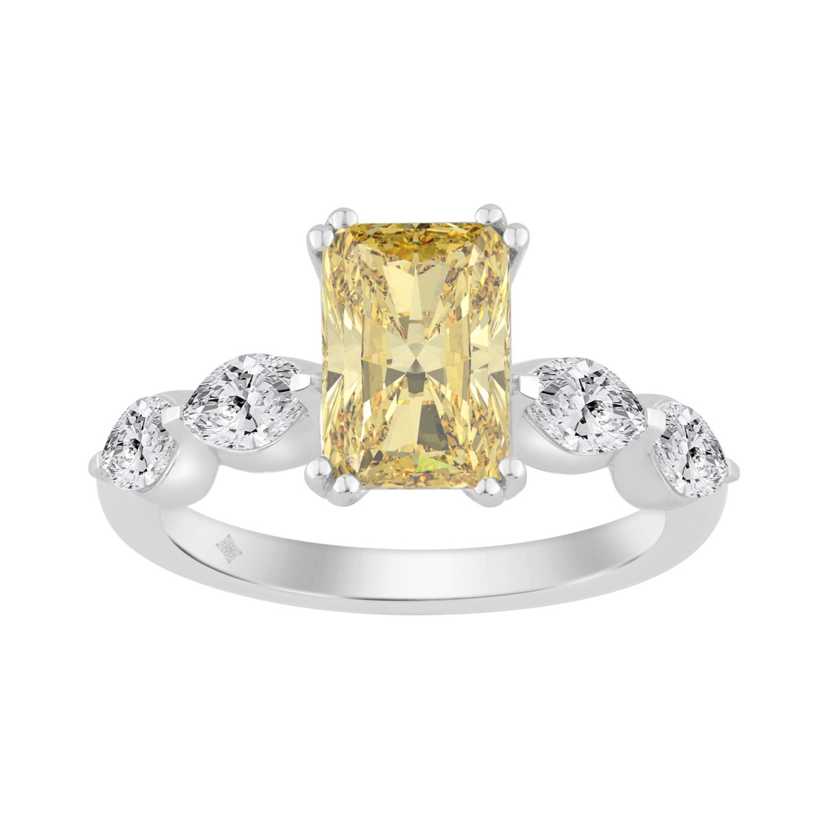 14K WHITE GOLD 3.00CT YELLOW RADIANT/OVAL DIAMOND LADIES RING (CENTER STONE YELLOW RADIANT DIAMOND 5.00CT) - Image 1