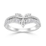 14K WHITE GOLD 3/4CT ROUND/MARQUISE DIAMOND LADIES RING