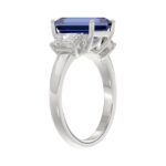 14K WHITE GOLD 5 1/3CT EMERALD/BLUE SAPPHIRE EMERALD CUT DIAMOND LADIES RING (CENTER STONE BLUE SAPPHIRE EMERALD DIAMOND 4 1/3CT) - Image 3