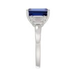 14K WHITE GOLD 5 1/3CT EMERALD/BLUE SAPPHIRE EMERALD CUT DIAMOND LADIES RING (CENTER STONE BLUE SAPPHIRE EMERALD DIAMOND 4 1/3CT) - Image 4