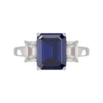 14K WHITE GOLD 5 1/3CT EMERALD/BLUE SAPPHIRE EMERALD CUT DIAMOND LADIES RING (CENTER STONE BLUE SAPPHIRE EMERALD DIAMOND 4 1/3CT) - Image 5