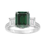 14K WHITE GOLD 6 1/3CT ROUND/GREEN EMERALD DIAMOND LADIES RING (CENTER STONE GREEN EMERALD DIAMOND 5CT)