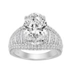 14K WHITE GOLD 6.00CT ROUND/OVAL DIAMOND LADIES RING (CENTER STONE OVAL DIAMOND 5.00CT)