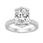 14K WHITE GOLD 6.00CT ROUND/OVAL DIAMOND LADIES RING (CENTER STONE OVAL DIAMOND 5CT)