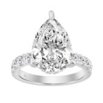 14K WHITE GOLD 6.00CT ROUND/PEAR DIAMOND LADIES RING (CENTER STONE PEAR DIAMOND 5CT