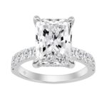 14K WHITE GOLD 6.00CT ROUND/RADIANT DIAMOND LADIES RING (CENTER STONE RADIANT DIAMOND 5CT)