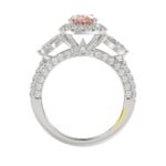14K WHITE GOLD CRAFTED WITH 18K YELLOW GOLD SHANK  4.00CT ROUND/OVAL/TRIDENT DIAMOND LADIES BRIDAL RING (CENTER STONE OVAL PINK DIAMOND 2.00CT) - Image 2