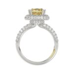 14K WHITE GOLD CRAFTED WITH 18K YELLOW GOLD SHANK  4.00CT ROUND/YELLOW CUSHION DIAMOND LADIES RING (CENTER STONE CUSHION YELLOW DIAMOND 3.00CT) - Image 5