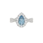 14K WHITE GOLD CRAFTED WITH 18K YELLOW GOLD SHANK 1 3/4CT ROUND/PEAR DIAMOND LADIES RING (CENTER STONE BLUE PEAR DIAMOND 1.00CT) - Image 5