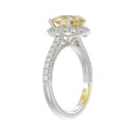 14K WHITE GOLD CRAFTED WITH 18K YELLOW GOLD SHANK 2 1/2CT ROUND/PEAR DIAMOND LADIES RING (CENTER STONE PEAR YELLOW DIAMOND 2.00CT) - Image 4