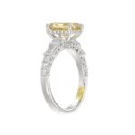 14K WHITE GOLD CRAFTED WITH 18K YELLOW GOLD SHANK 2 3/4CT ROUND/BAGUETTE/EMERALD DIAMOND LADIES BRIDAL RING (CENTER STONE RADIANT YELLOW DIAMOND 2.00C - Image 3
