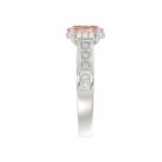 14K WHITE GOLD CRAFTED WITH 18K YELLOW GOLD SHANK 2 3/4CT ROUND/OVAL/PRINCESS/BAGUETTE DIAMOND LADIES RING (CENTER STONE PINK OVAL DIAMOND 1 1/2CT) - Image 4