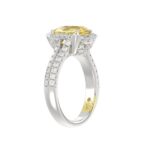 14K WHITE GOLD CRAFTED WITH 18K YELLOW GOLD SHANK 2 3/4CT ROUND/YELLOW PEAR DIAMOND LADIES RING (CENTER STONE YELLOW PEAR DIAMOND 2.00CT) - Image 3