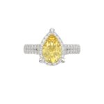14K WHITE GOLD CRAFTED WITH 18K YELLOW GOLD SHANK 2 3/4CT ROUND/YELLOW PEAR DIAMOND LADIES RING (CENTER STONE YELLOW PEAR DIAMOND 2.00CT) - Image 5