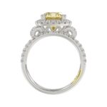 14K WHITE GOLD CRAFTED WITH 18K YELLOW GOLD SHANK 3 3/4CT ROUND/CUSHION DIAMOND LADIES BRIDAL SET (CENTER STONE CUSHION YELLOW DIAMOND 3.00CT) - Image 2