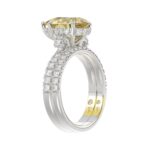14K WHITE GOLD CRAFTED WITH 18K YELLOW GOLD SHANK 3 3/4CT ROUND/PEAR DIAMOND LADIES BRIDAL SET (CENTER STONE PEAR YELLOW DIAMOND 3.00CT) - Image 3