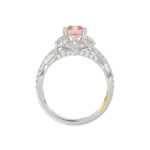 14K WHITE GOLD CRAFTED WITH 18K YELLOW GOLD SHANK 3.00CT ROUND/HALF MOON/EMERALD DIAMOND LADIES RING (CENTER STONE EMERALD PINK DIAMOND 2.00CT) - Image 2