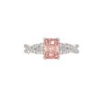 14K WHITE GOLD CRAFTED WITH 18K YELLOW GOLD SHANK 3.00CT ROUND/HALF MOON/EMERALD DIAMOND LADIES RING (CENTER STONE EMERALD PINK DIAMOND 2.00CT) - Image 5