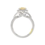 14K WHITE GOLD CRAFTED WITH 18K YELLOW GOLD SHANK 4 1/2CT ROUND/YELLOW OVAL DIMAOND LADIES RING (CENTER STONE YELLOW OVAL  DIAMOND 2.00CT) - Image 2