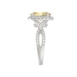 14K WHITE GOLD CRAFTED WITH 18K YELLOW GOLD SHANK 4 1/2CT ROUND/YELLOW OVAL DIMAOND LADIES RING (CENTER STONE YELLOW OVAL  DIAMOND 2.00CT) - Image 4