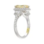 14K WHITE GOLD CRAFTED WITH 18K YELLOW GOLD SHANK 4 1/4CT ROUND/TRAPEZOID/RADIANT DIAMOND LADIES RING (CENTER STONE YELLOW RADIANT DIAMOND 3.00CT) - Image 3