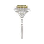 14K WHITE GOLD CRAFTED WITH 18K YELLOW GOLD SHANK 4 1/4CT ROUND/TRAPEZOID/RADIANT DIAMOND LADIES RING (CENTER STONE YELLOW RADIANT DIAMOND 3.00CT) - Image 4