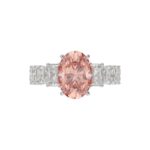 14K WHITE GOLD CRAFTED WITH 18K YELLOW GOLD SHANK 4 3/4CT ROUND/OVAL/RADIANT DIAMOND LADIES RING (CENTER STONE OVAL PINK DIAMOND 3.00CT) - Image 5