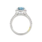 14K WHITE GOLD CRAFTED WITH 18K YELLOW GOLD SHANK 4.00CT ROUND/PEAR DIAMOND LADIES BRIDAL SET (CENTER STONE PEAR BLUE DIAMOND 3.00CT) - Image 2