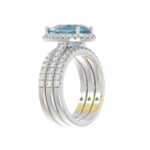 14K WHITE GOLD CRAFTED WITH 18K YELLOW GOLD SHANK 4.00CT ROUND/PEAR DIAMOND LADIES BRIDAL SET (CENTER STONE PEAR BLUE DIAMOND 3.00CT) - Image 3