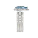 14K WHITE GOLD CRAFTED WITH 18K YELLOW GOLD SHANK 4.00CT ROUND/PEAR DIAMOND LADIES BRIDAL SET (CENTER STONE PEAR BLUE DIAMOND 3.00CT) - Image 4