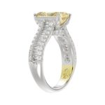 14K WHITE GOLD CRAFTED WITH 18K YELLOW GOLD SHANK 5 1/4CT ROUND/BAGUETTE/RADIANT DIAMOND LADIES RING (CENTER STONE YELLOW RADIANT DIAMOND 4.00CT) - Image 3