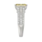 14K WHITE GOLD CRAFTED WITH 18K YELLOW GOLD SHANK 5 1/4CT ROUND/BAGUETTE/RADIANT DIAMOND LADIES RING (CENTER STONE YELLOW RADIANT DIAMOND 4.00CT) - Image 4