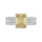 14K WHITE GOLD CRAFTED WITH 18K YELLOW GOLD SHANK 5 1/4CT ROUND/BAGUETTE/RADIANT DIAMOND LADIES RING (CENTER STONE YELLOW RADIANT DIAMOND 4.00CT) - Image 5