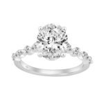 14K White Gold Oval Diamond Fancy Engagement Ring for Ladies 2 1/2CT with Marquise & Round Diamond 2.00CT Oval Center stone (Color F-G -Clarity VS