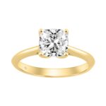 14K YELLOW GOLD 1 1/2CT CUSHION DIAMOND LADIES RING