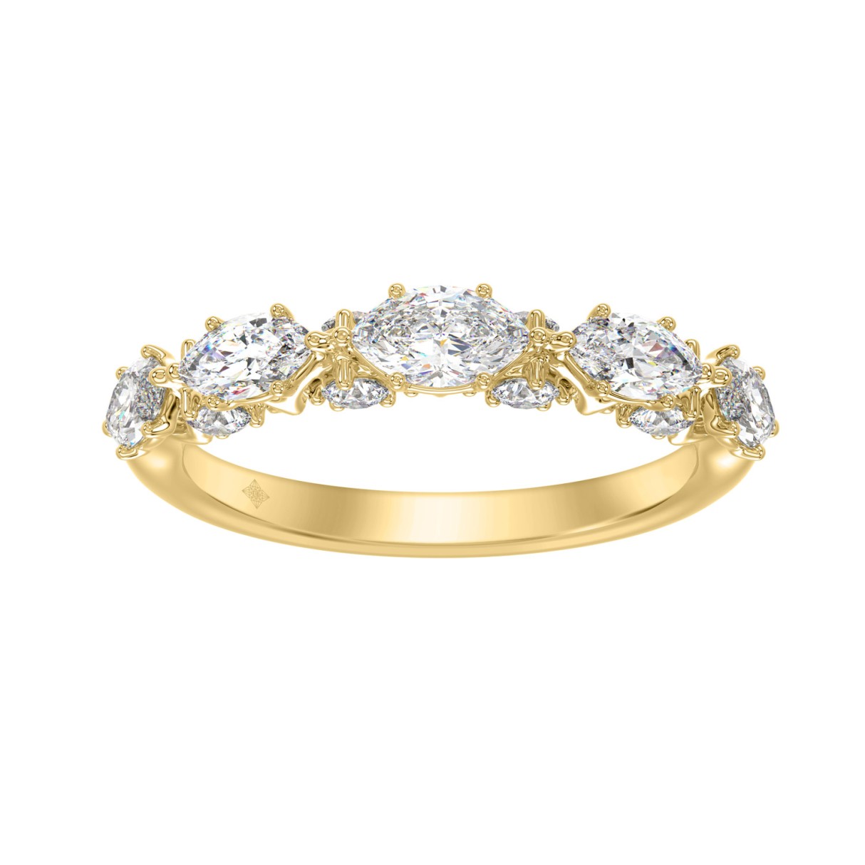 14K YELLOW GOLD 1 1/4CT ROUND/MARQUISE DIAMOND LADIES BAND - Image 1
