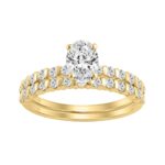 14K YELLOW GOLD 1 1/4CT ROUND/OVAL DIAMOND LADIES BRIDAL SET (CENTER STONE OVAL DIAMOND 3/4CT)
