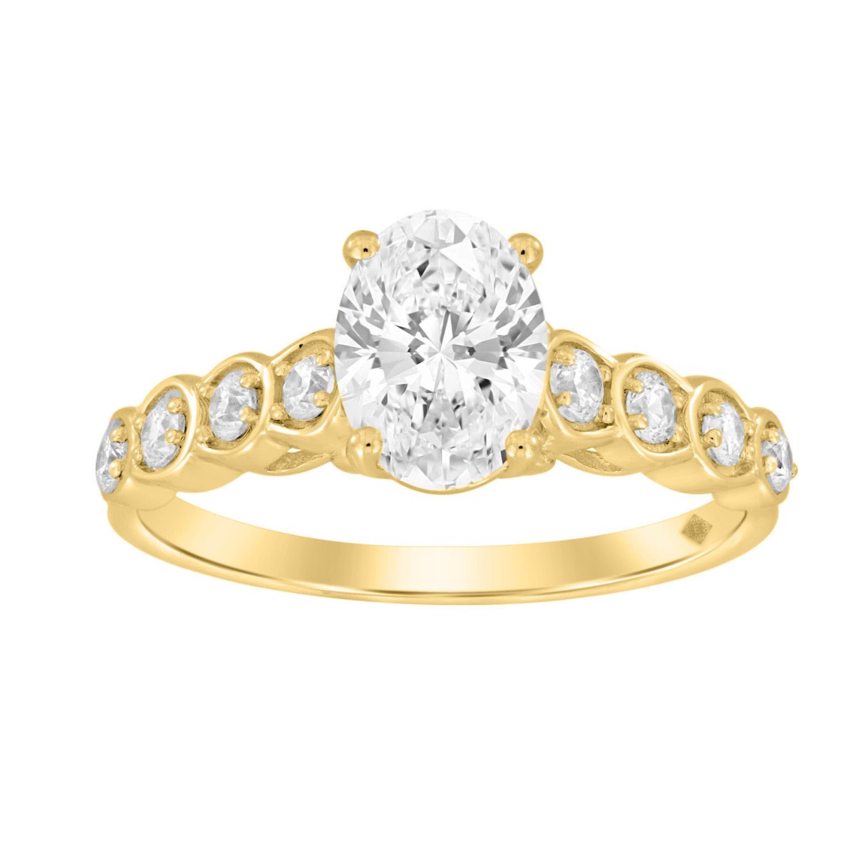 14K YELLOW GOLD 1 1/4CT ROUND/OVAL DIAMOND LADIES RING (CENTER STONE OVAL DIAMOND 1CT) - Image 1