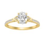 14K YELLOW GOLD 1.00CT ROUND/OVAL DIAMOND LADIES BRIDAL RING (CENTER STONE OVAL DIAMOND 3/4CT)