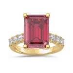 14K YELLOW GOLD 12 1/6CT ROUND/EMERALD RUBY DIAMOND LADIES RING (CENTER STONE EMERALD RUBY DIAMOND 11 1/6CT)