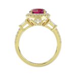 14K YELLOW GOLD 2 1/2CT ROUND/BAGUETTE DIAMOND LADIES RING (CENTER STONE ROUND RUBY DIAMOND 2CT) - Image 2