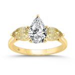 14K YELLOW GOLD 2 1/4CT YELLOW PEAR DIAMOND LADIES RING (CENTER STONE PEAR DIAMOND 1 1/5CT)