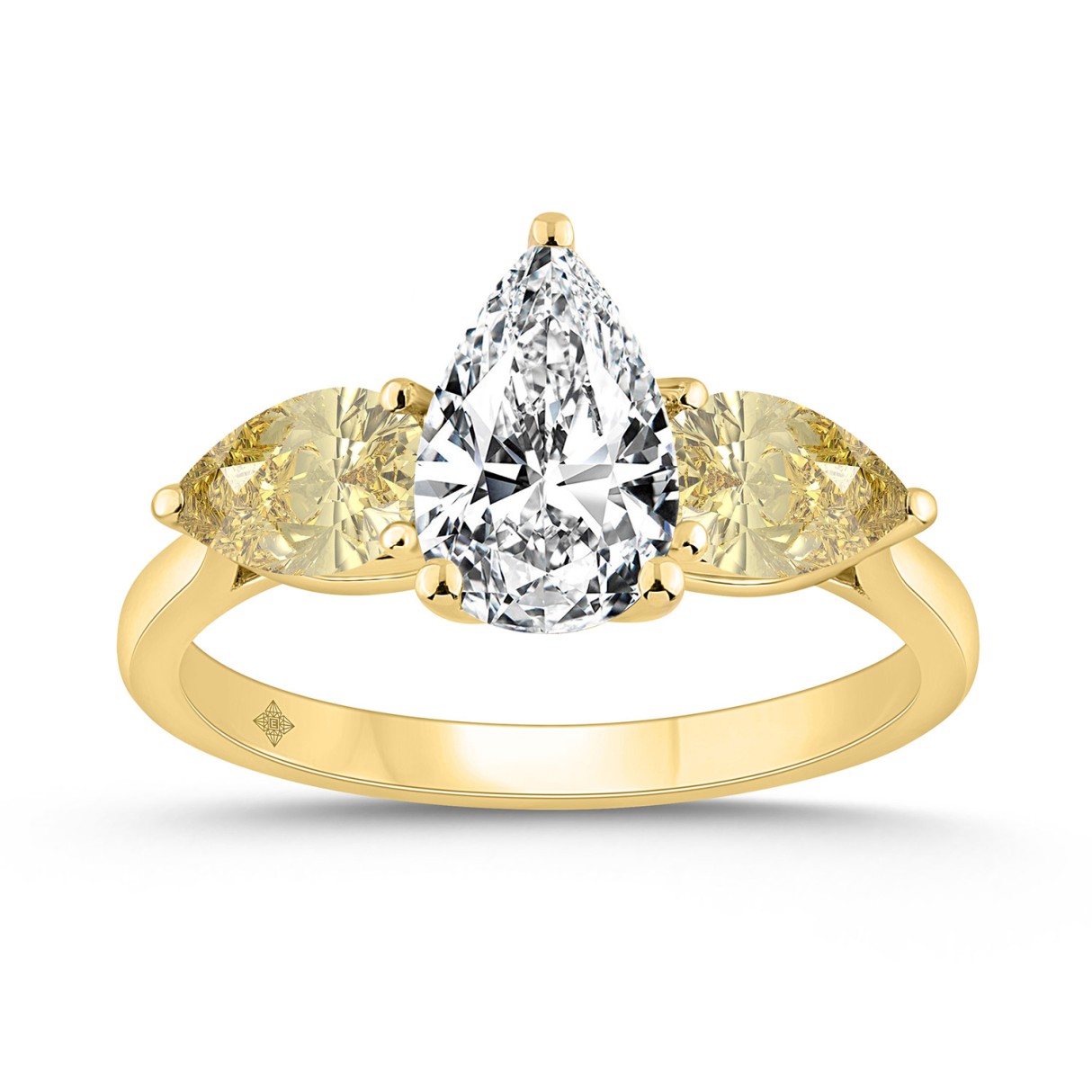 14K YELLOW GOLD 2 1/4CT YELLOW PEAR DIAMOND LADIES RING (CENTER STONE PEAR DIAMOND 1 1/5CT) - Image 1