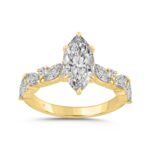 14K YELLOW GOLD 2 3/4CT ROUND/MARQUISE DIAMOND LADIES RING (CENTER STONE MARQUISE DIAMOND 2CT)