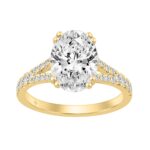 14K YELLOW GOLD 2 3/4CT ROUND/OVAL DIAMOND LADIES BRIDAL RING (CENTER STONE OVAL DIAMOND 2 1/2CT)