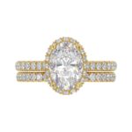 14K YELLOW GOLD 2 3/4CT ROUND/OVAL DIAMOND LADIES BRIDAL RING (CENTER STONE OVAL DIAMOND 2CT) - Image 5