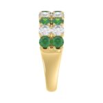 14K YELLOW GOLD 2 3/8CT ROUND/GREEN EMERALD ROUND DIAMOND LADIES BAND - Image 4